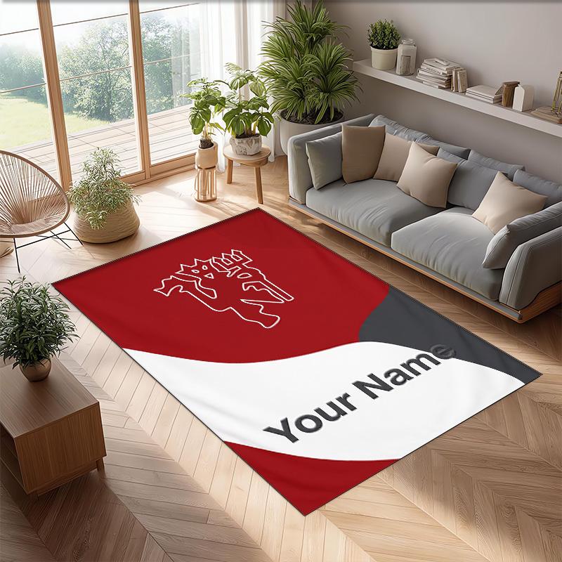 Manchester United Printed Crystal Velvet Rug Non‑Slip Crystal Velvet Carpet For Sofa Bedroom Indoor Home Decoration