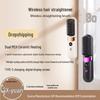 Premium Wireless USB Charging Hair Straightener Comb with Digital Display - Portable Flat Iron & Curler