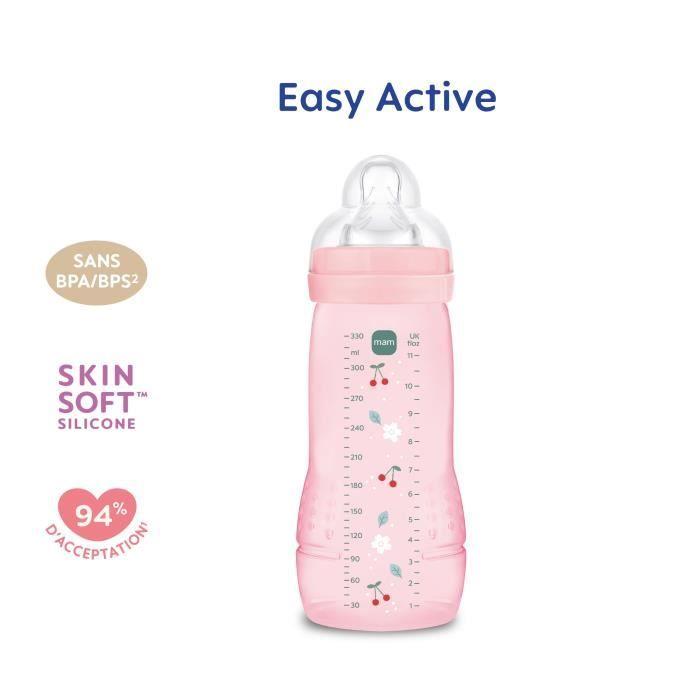 Baby Bottle - MAM BABY - Easy Active - +6 Months - 330 Ml - Teat Flow X - Berry