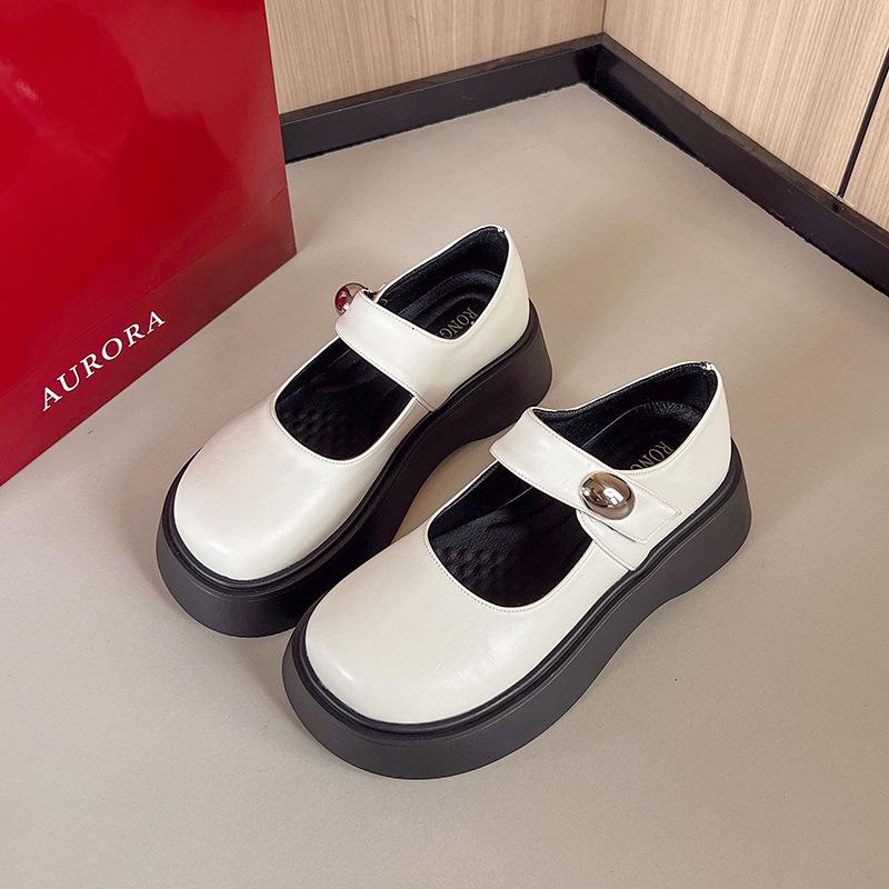 Retro Mary Jane Shoes Women's Summer New Single Shoes Versatile College Style Thick Sole with Skirt