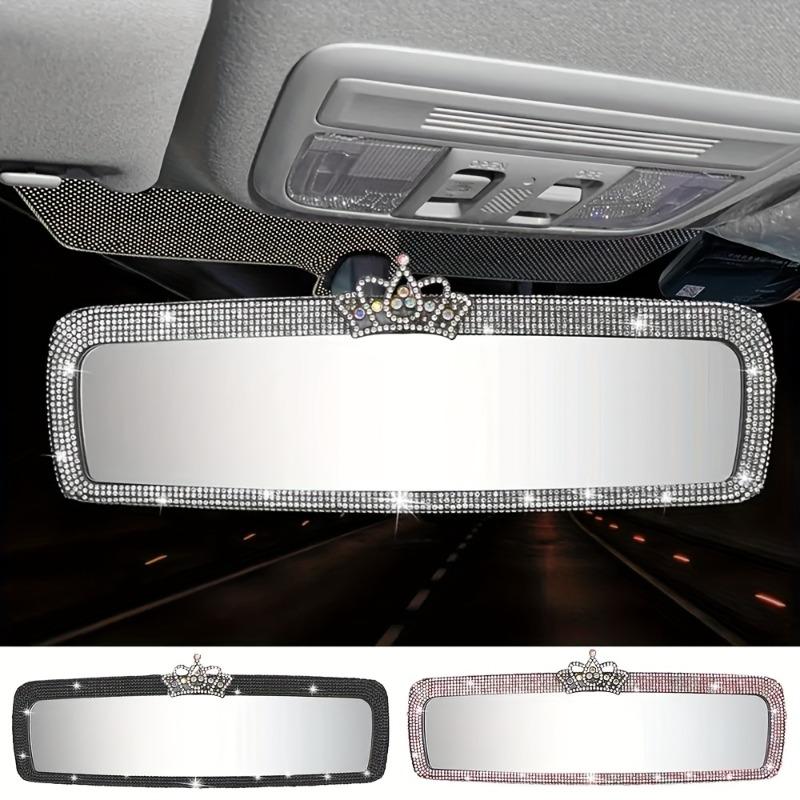 1Pc Chic Crystal-Encrusted Car Makeup Mirror - Ultra-Thin, Sunshade Design for All Vehicles, Durable ABS Plastic