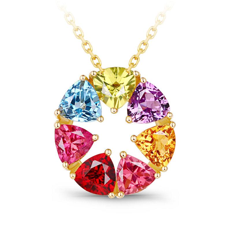 

Bella Box New Rainbow Six Star Fashion Персонализированная круглая ажурная подвеска CaiBao для женщин, цепочка на ключицу, ювелирные украшения, новые трендовые