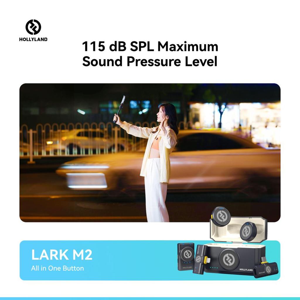 Hollyland Lark M2 Wireless Microphone, 48kHz/24bit Studio Sound, 300m Range, 40H Battery, Noise Cancellation, Magnetic Clip, for Camera Phone Vlog