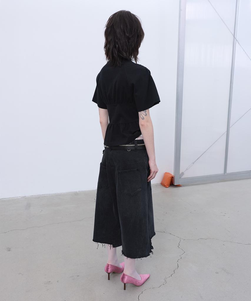 LCDC™ Back-Pleated Denim Shorts (Black)