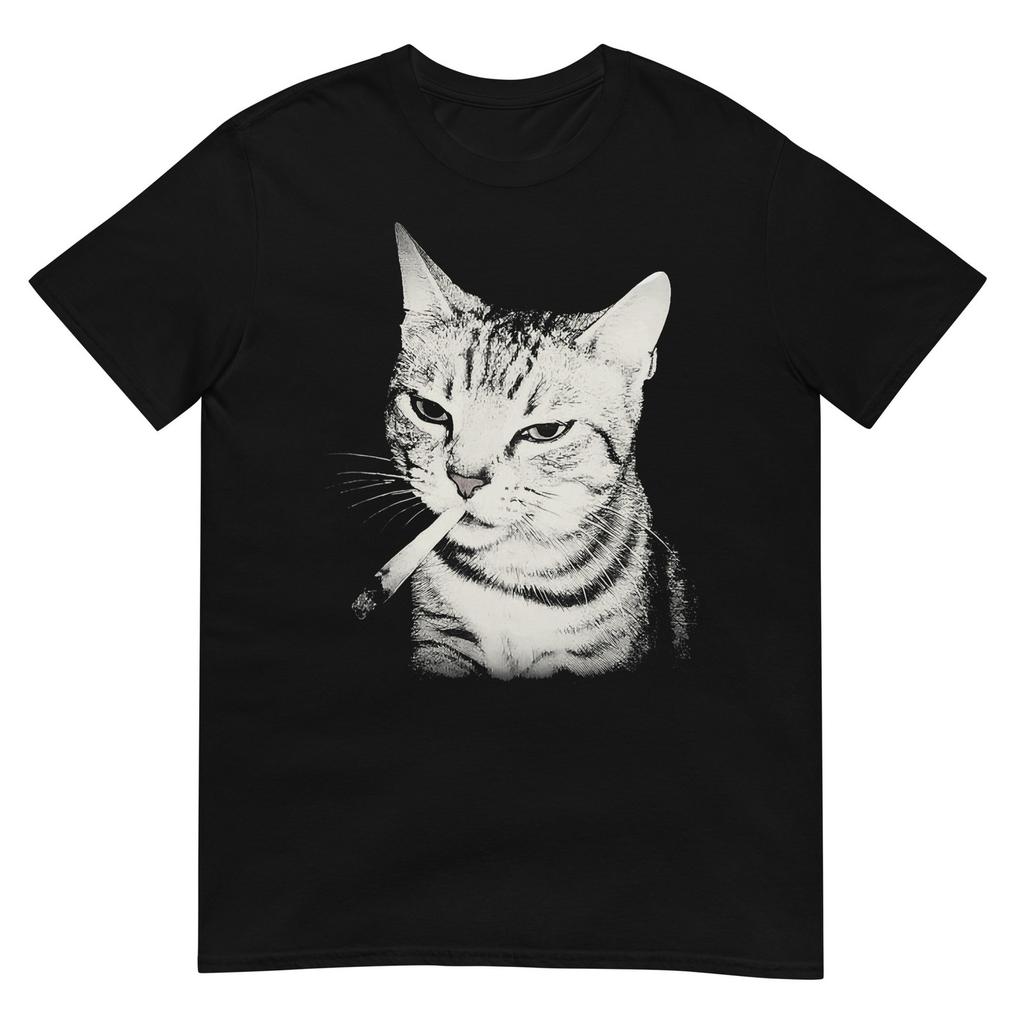 Smoking Cat Cigarette Kitten Funny Meme Stupid Brainrot Tshirt
