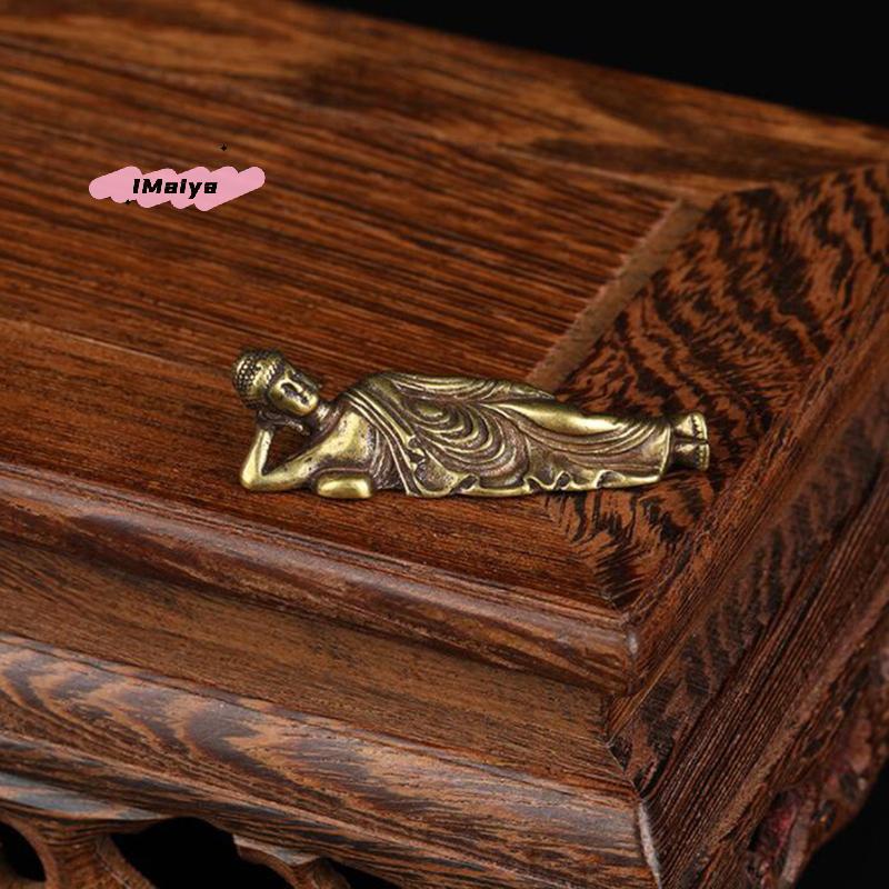 M-1PC Mini Retro Golden Lying Amitabha Buddha Statue Sculpture Figurines Copper Pure Brass Home Decoration Statues