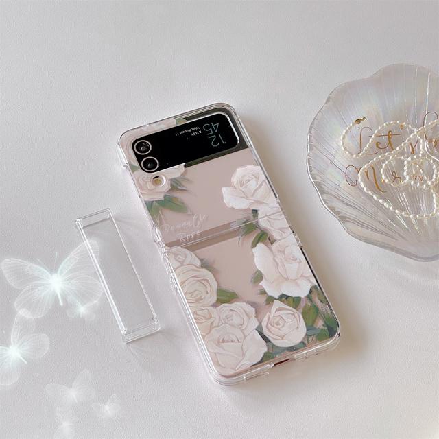 

Роскошный чехол-цепочка с изображением медведя и белой розы для Samsung Galaxy Z Flip 3 4 5g Zflip3 Z Flip3 Flip4 Cover For Z Flip 4