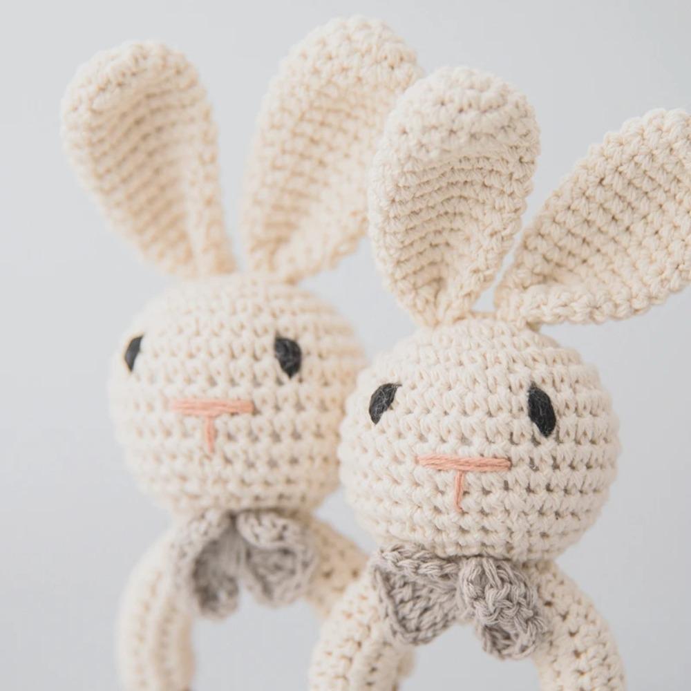 Animals Baby Crochet Rattle Wood Ring Knitting Gym Toy Cartoon Bunny Rattles Toys  Educational Toy