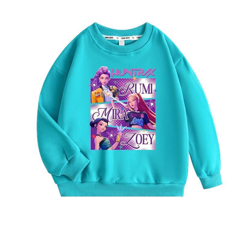 K-pop Monster Hunter Witch Girls' Hoodie - Stylish Autumn/Spring Round Neck Casual Top for Children