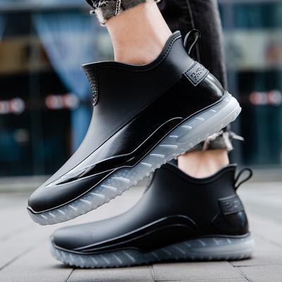 Rain Shoes Men's Short Lightweight Non-slip Waterproof Shoes New Fashion Outdoor Water Boots Thermal Short Rubber Shoes Men