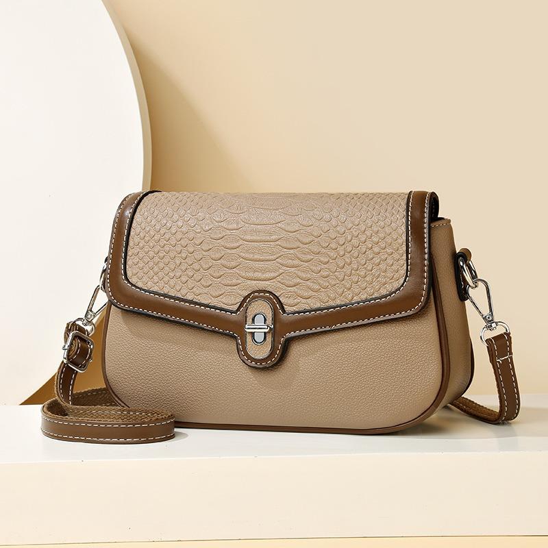 Premium contrasting color new bag women's new messenger bag crocodile pattern small square bag shoulder bag