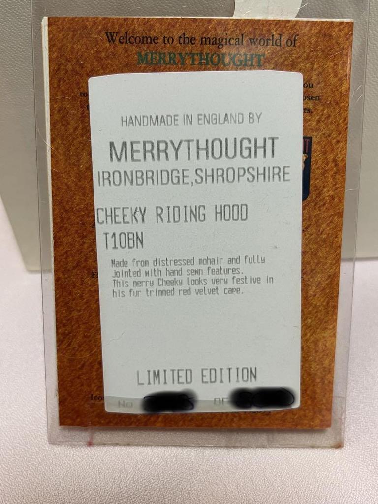 [USED] Merrythought Teddy Bear Christmas Cheeky 1999 Limited Edition