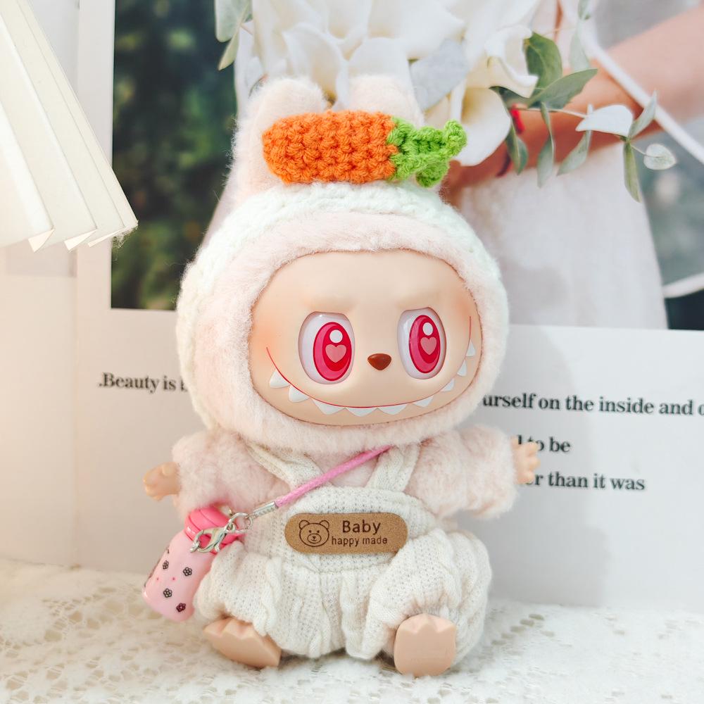 Doll Clothes & Accessories: First & Second Gen Labubu Charm Outfits - Cute Rabbit & Bear Overalls