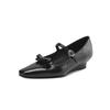 New women's casual wedge shoes, light mouth low top large size soft sole, low heel pointed head, black women's single shoes for all seasons