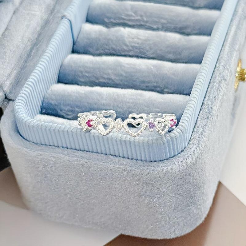

Fingertip Honey Talk Colorful Open Ring Niche High-End Color Treasure Light Luxury Retro Stacked Wearing Super Immortal Ring Girl Adjustable opening