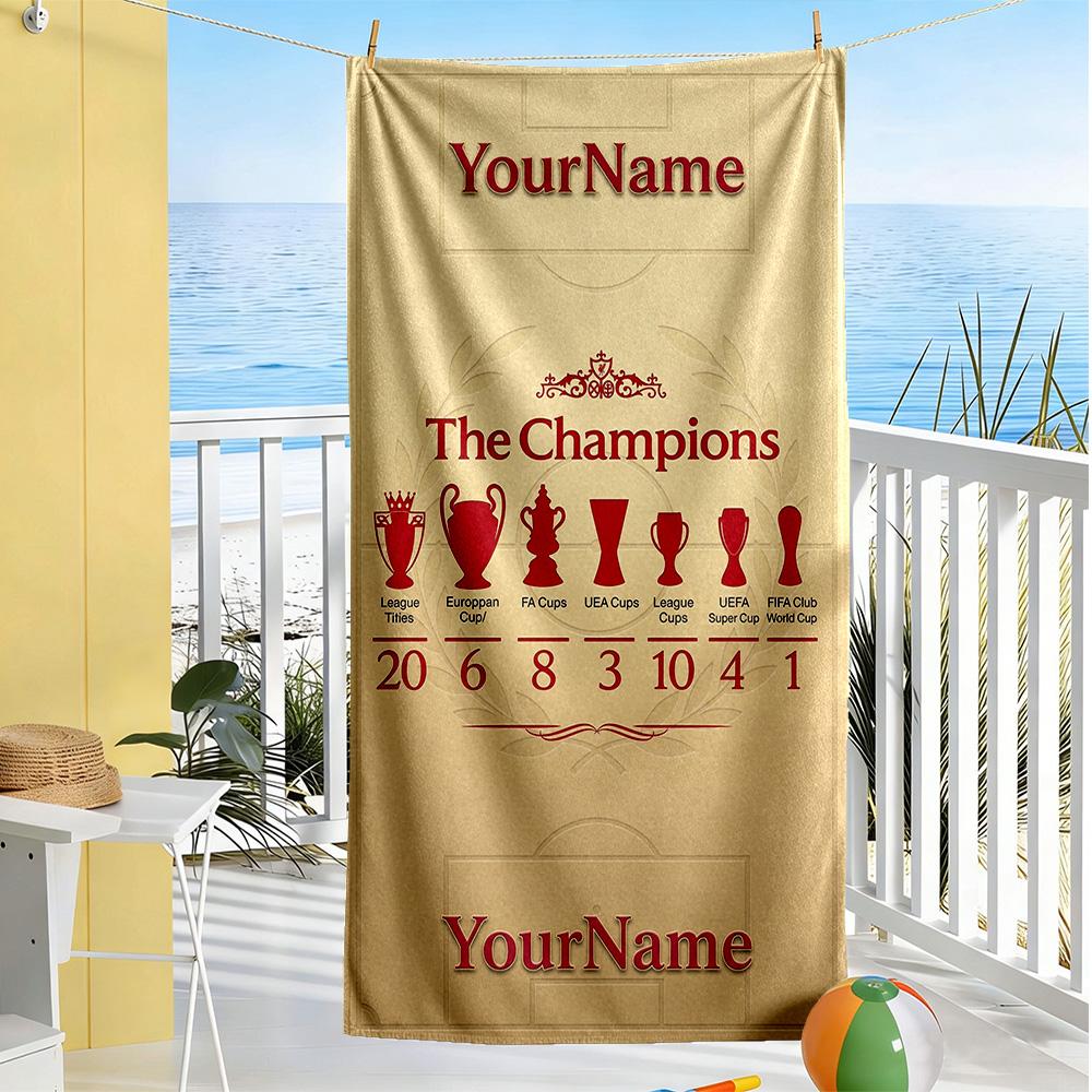 Liverpool Personalisierbares Namens-Strandtuch Weich Langlebig Schnelltrocknend Geeignet für Schwimmen Fitnessstudio Camping Yoga Urlaub
