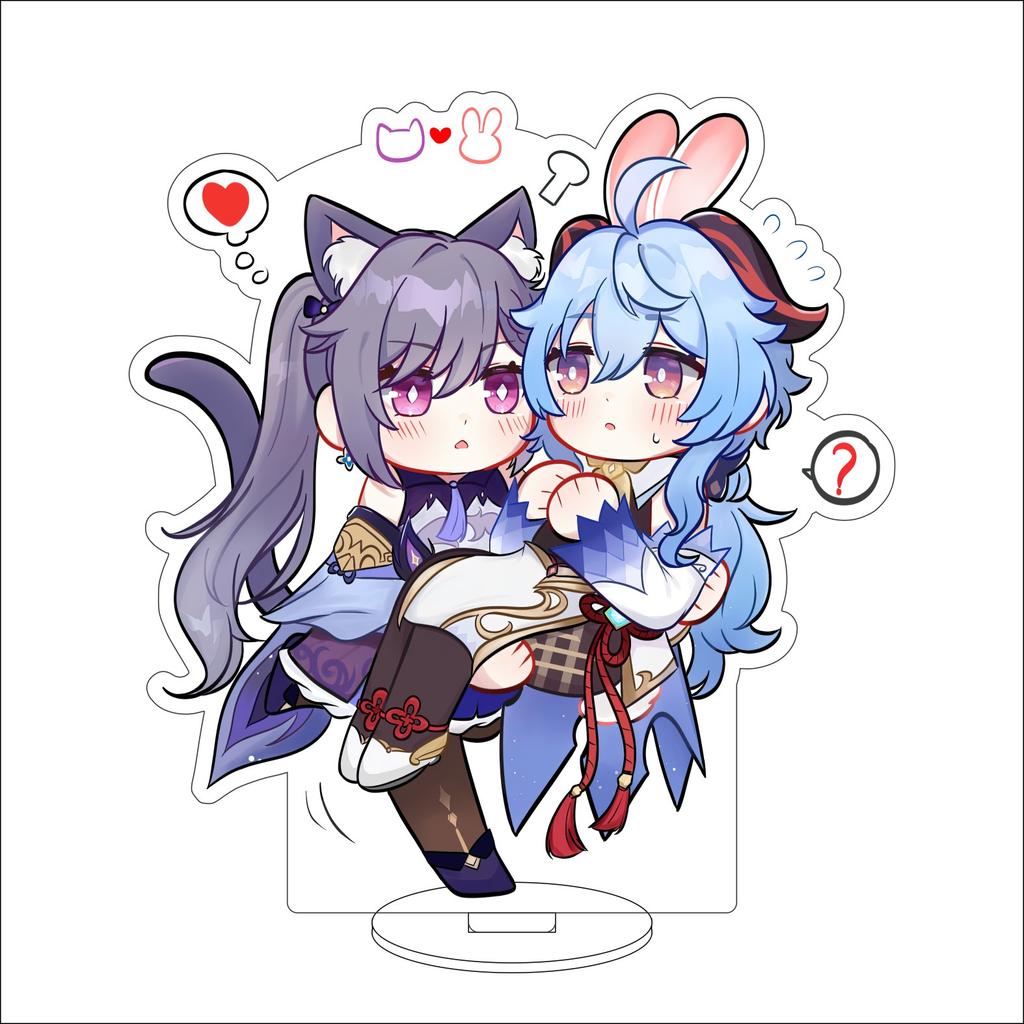 10CM Anime Genshin Impact Figure Stand Model Amamiya Ganyu Cute Desk Decor Standing Sign Gifts