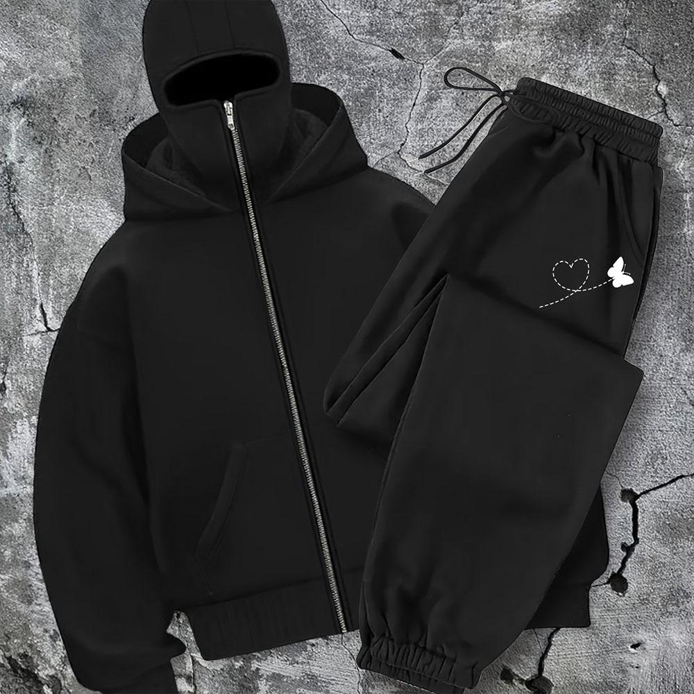 

Комплект толстовки на молнии и спортивных штанов в уличном стиле, всесезонный комфорт, повседневная одежда, уличная одежда, толстовка с молнией M