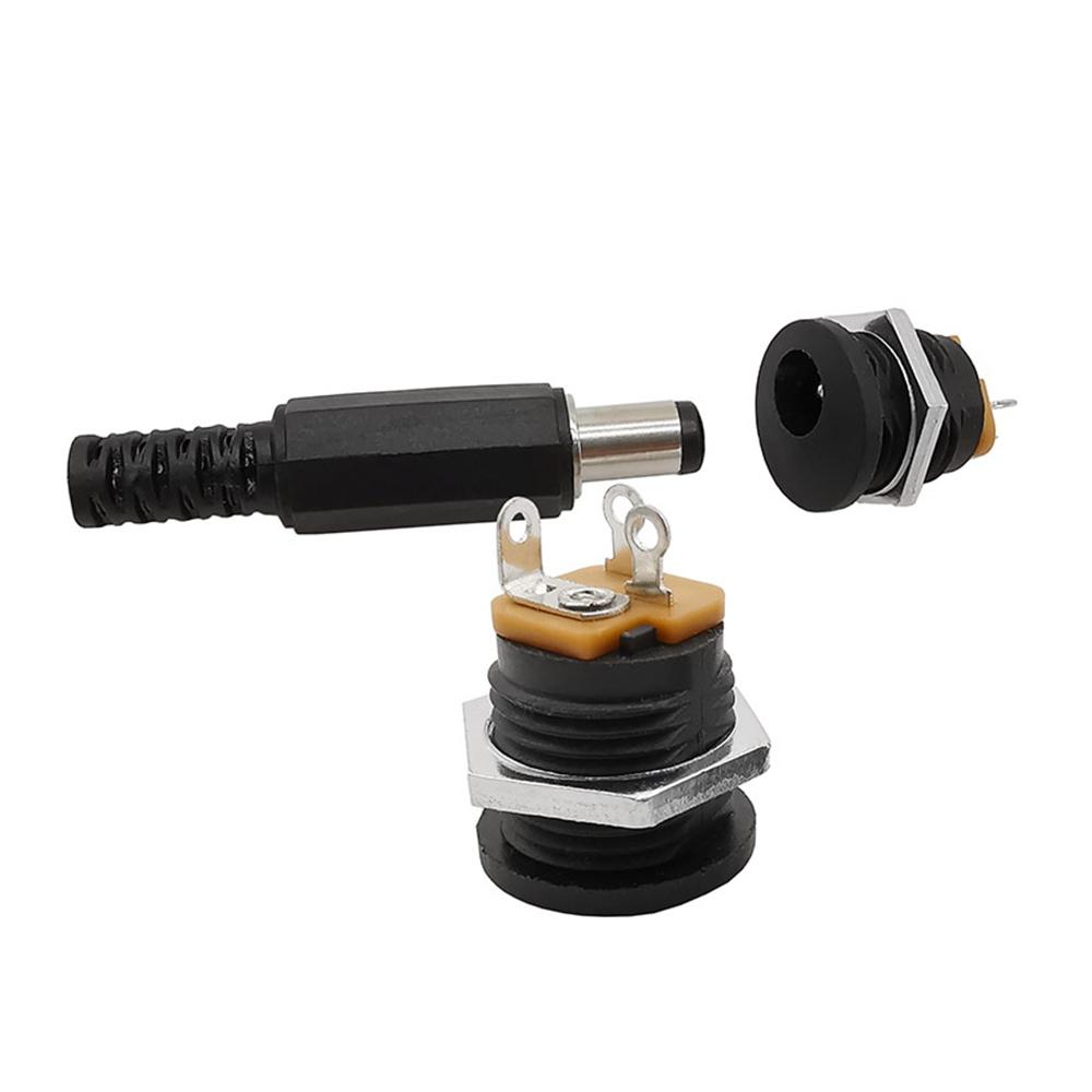 STONEGO 12V 3A DC Power Connector Panel Mount Female Jack Socket with Plastic Male Plugs, Screw Nut 5.5 X 2.1mm