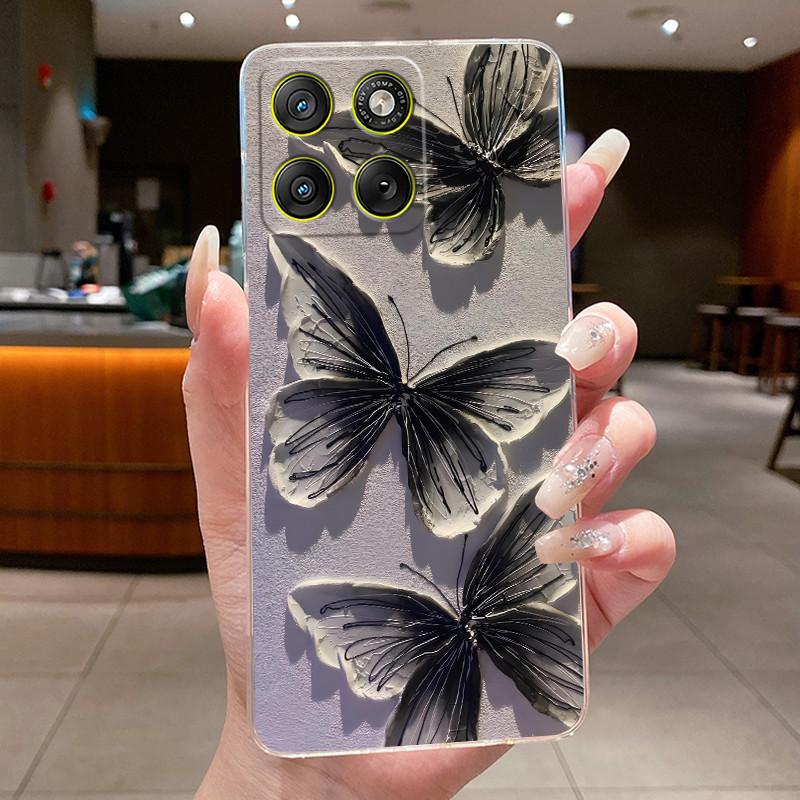 Case For Motorola Edge 70 5G Casing XT2601-2 XT2603-2 Fashion Butterfly Flower Transparent Cover For Motorola Edge 70 Phone Case