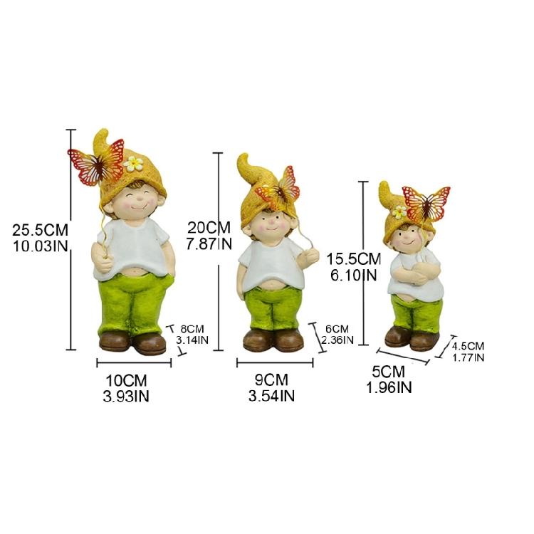 Set of 3 Butterfly Boy Garden Decoration Indoor Outdoor Garden Landscape Statue