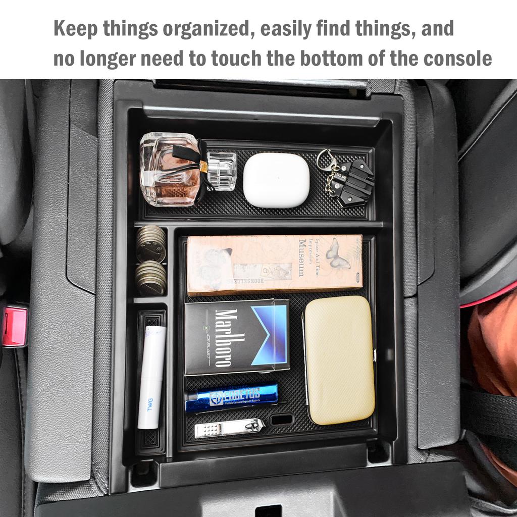 Center Console Organizer Tray For 2019-2025 GMC Sierra/Chevy Silverado Armrest Box Car Storage Secondary Car Box ABS Accessories