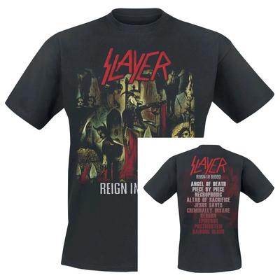 Slayer "Reign in Blood" Thrash Metal Albumomslag Låtlista Grafik Unisex Tung Bomull Överdimensionerad Streetwear T-shirt