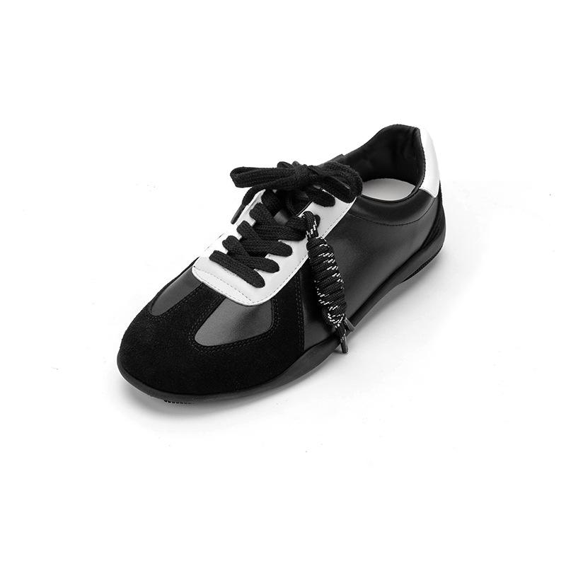Grape Mother Has the Same Rope Knot Lace Matching Color Round Head Thick Sole Heightening German Training Shoes for Women's Fashion Versatile Casua