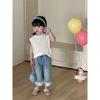 Girls' Knit Ice Silk Vest & Denim Two-Piece Set - Korean Style Summer Outfit for Infants