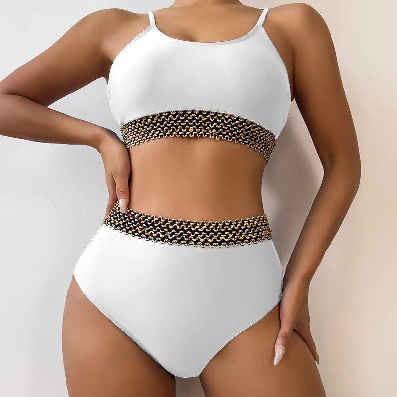 New Style High Waist Backless Bikini - Solid Color Women's Swimwear