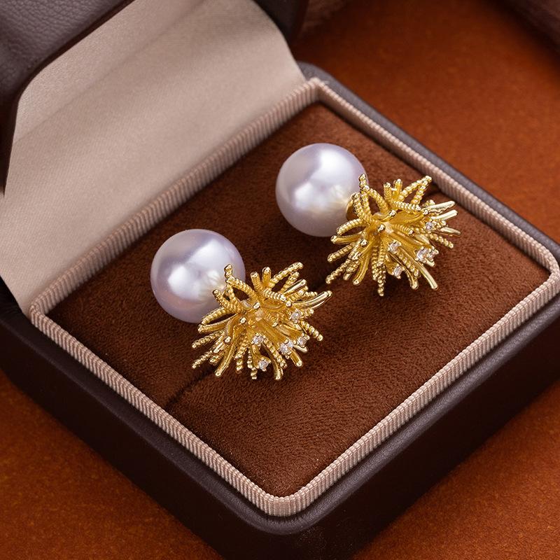 

Mori Sweet Fairy Wind Dandelion Fireworks Pearl Pendant Stud Earrings Women S Simple High-End Silver Needle Earrings
