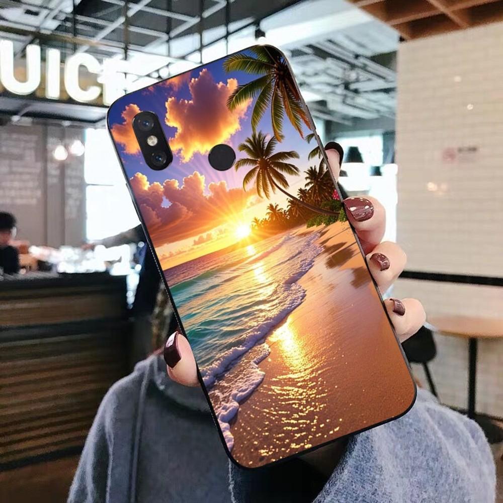 Sea Tropical Palm Trees Beach Phone Case For Xiaomi Mi 5X 8 9 10 11 12 Lite Pro 10T PocoX3pro PocoM3 Note 10 Pro Lite