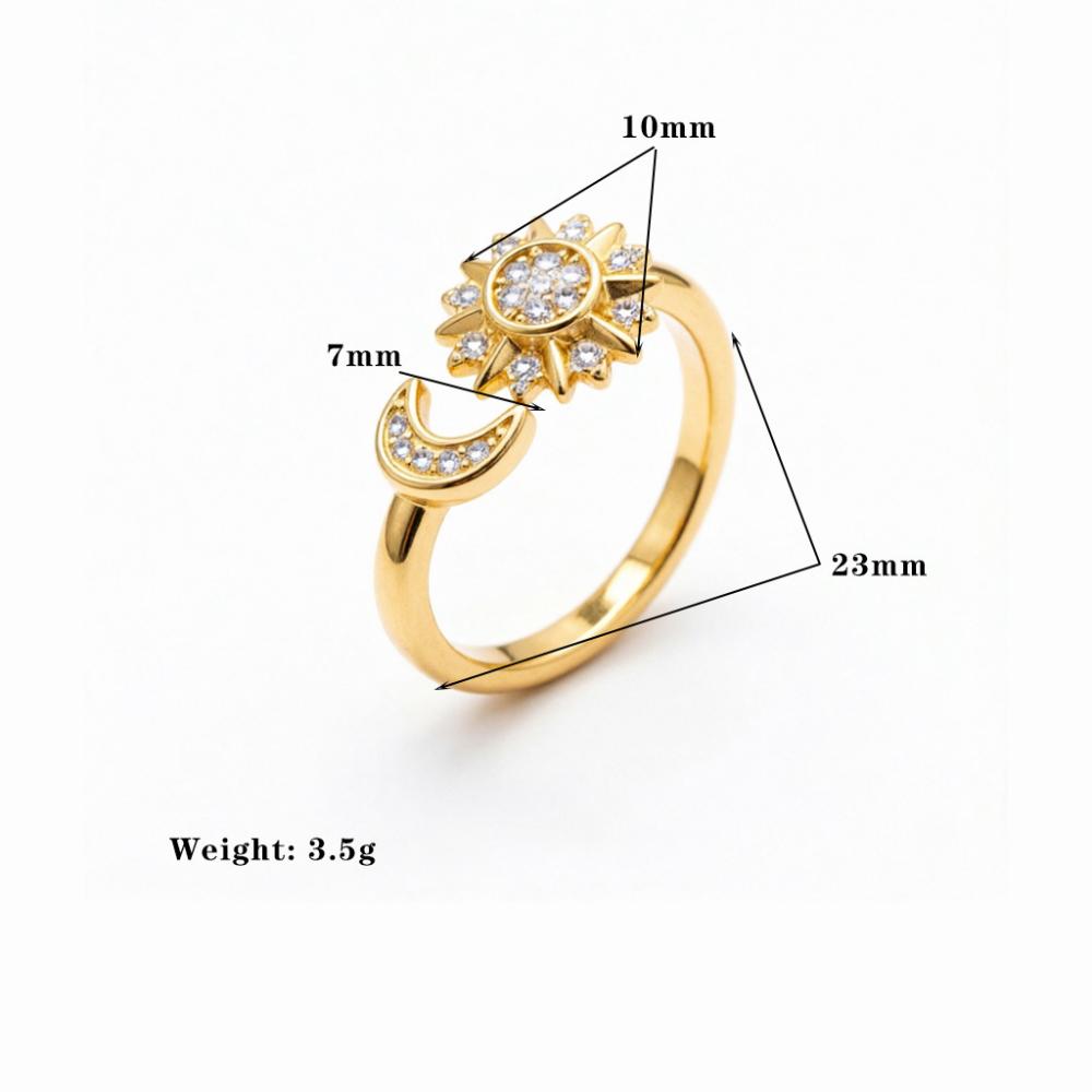 Fashion Shiny Zircon Rings for Unisex Sun Moon Adjustable Open Couple Rings Luxury Exquisite Elegant Wedding Party Jewelry Gifts
