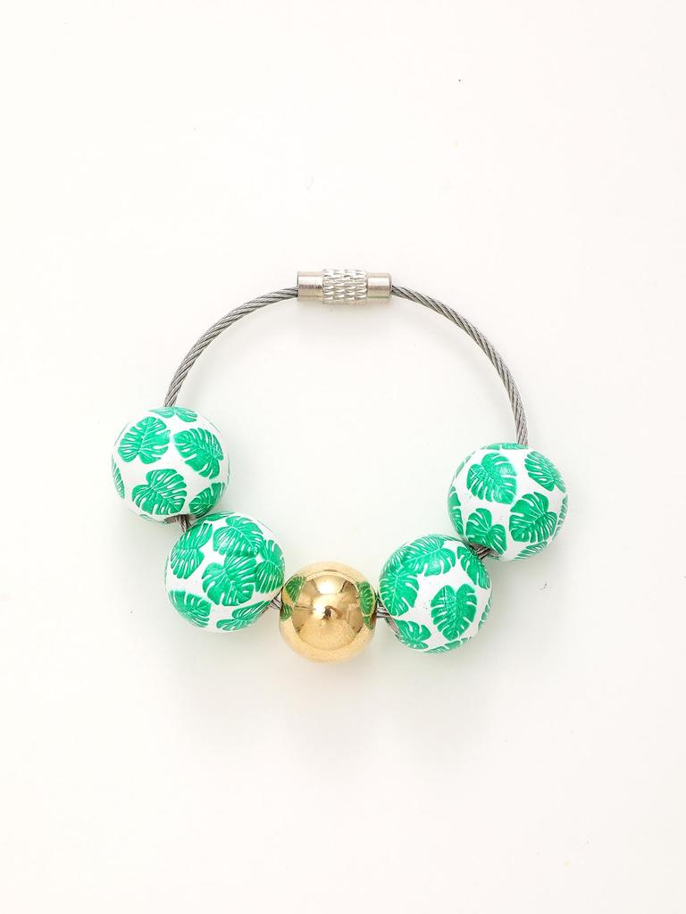 Independence Day & Halloween Sports Style Wooden Bead Keychain Bracelet