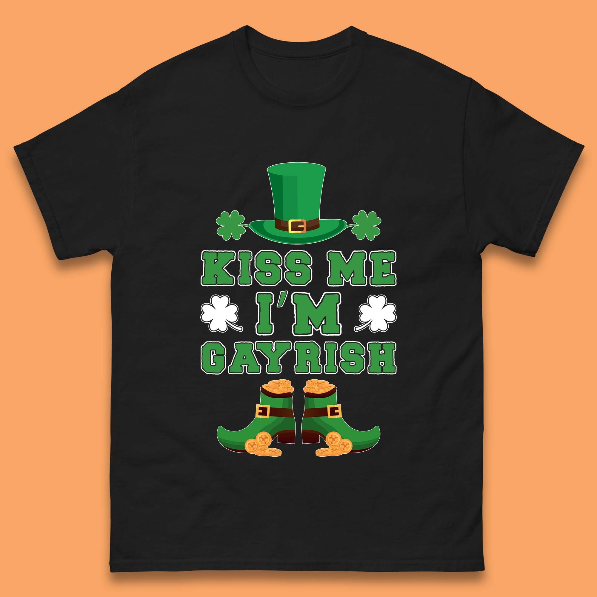 

Kiss Me I m Gayrish Mens T-Shirt Womens Tops Tees L