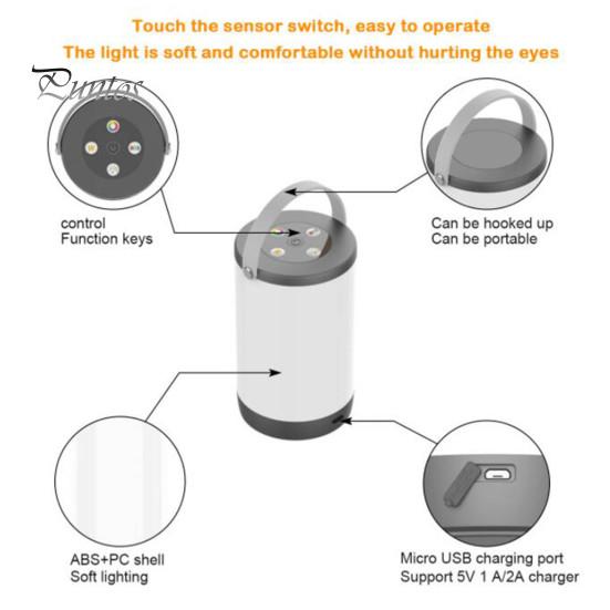 RGB Table Lamp AMZ LED Night Brightness Adjustable Memory Function Fingertip Control Symphony Mode Rechargeable Color Change Light Hanging Lantern