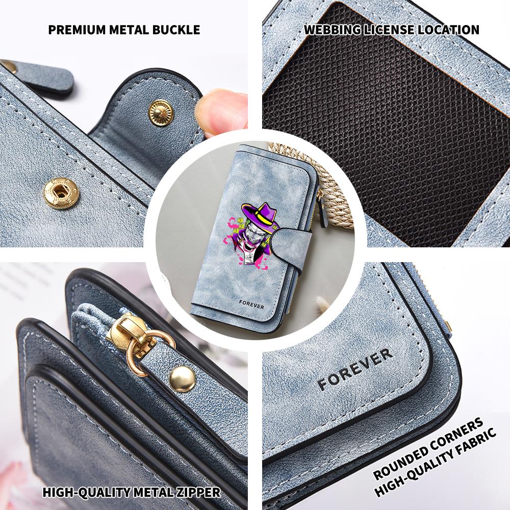 Joker Print Long Wallet Casual Fashion Card Holder Portable PU Purse for Daily Use