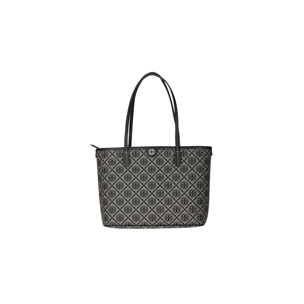 Tory Burch T Monogram Classic Print Zipper Tote Bag Women Tote Navy-Blue 152299-405