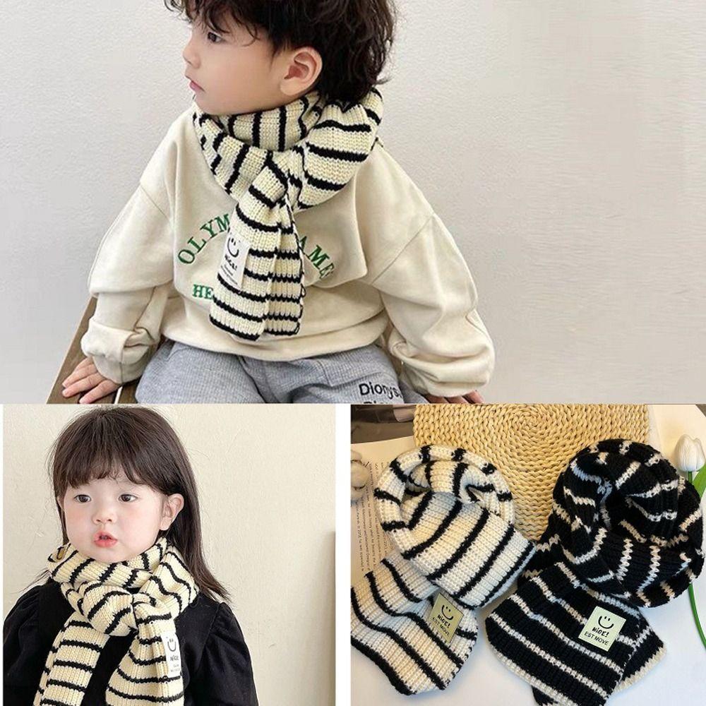 Thick Warm Baby Knitted Scarves Minimalist Stripe Neck Guards Scarves Baby Scarf  Autumn Winter