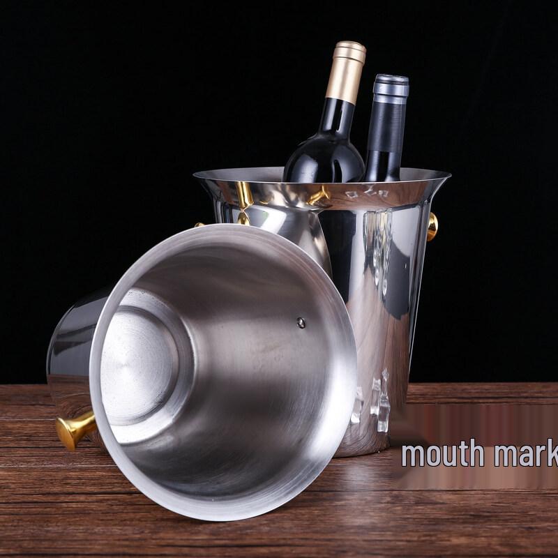 ZISIZ Thickened Stainless Steel European Style Bar Ice Bucket