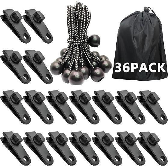 Tarp Clips Heavy Duty Lock Grip, 20 Pack Tarp Clamps Bungee Cord Clip, Fit For Tent Awnings Caravan Canopies Car Cover Swimming Pool Cover Fasteners