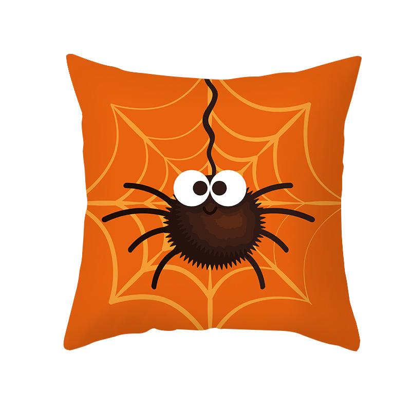 Halloween Pillow Cover New Product Cartoon Pumpkin Castle Print Peach Skin Cushion Cover Pillow Cover