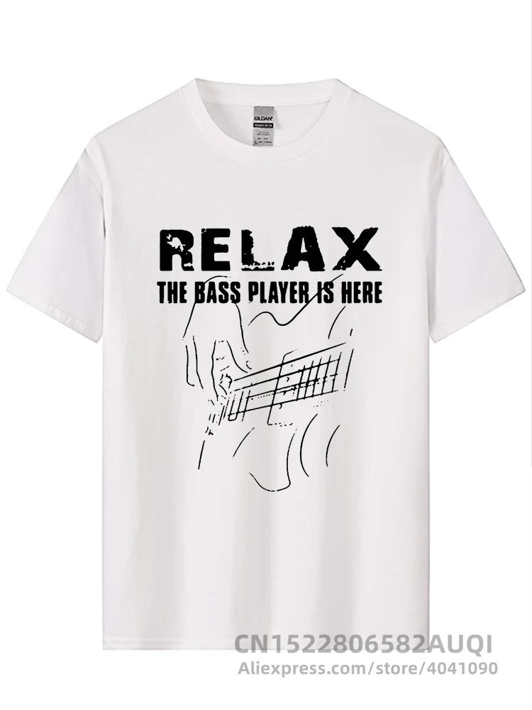 Electric Guitar Nevan Music Tshirt Relax The Bass Player Is Here 100% Cotton Fashionable Black T Shirt Summer Popular Tees