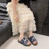 Fashion Versatile Retro Casual Double Slippers Women's Flat Bottom Round Head Open Toe Cool Slippers Women's 2025 Summer New