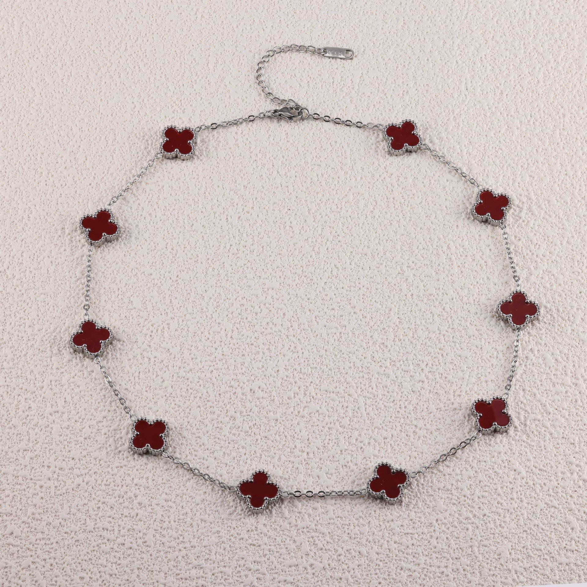 

13 мм стальное ожерелье с клевером Ten Flower, цепочка на ключицу, модные и сохраняющие цвет украшения