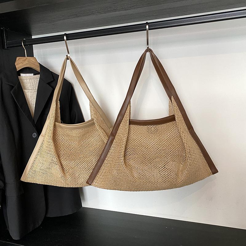 Casual straw commuter tote bag women's 2026 spring new large-capacity personalized shoulder armpit bag