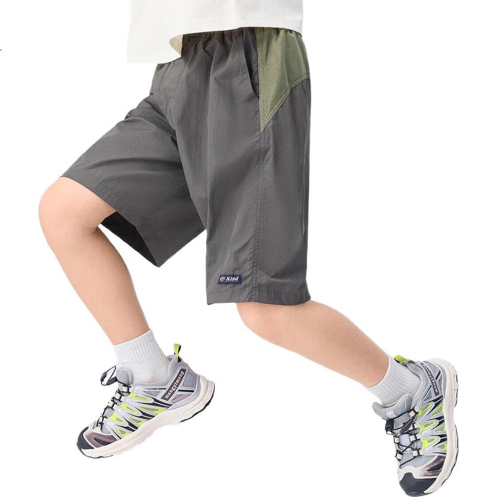 Zuoxi Boys' Summer Shorts, 2026 New Style Lightweight Outdoor Waterproof Sports Pants for Children, Dark Gray, Size 130