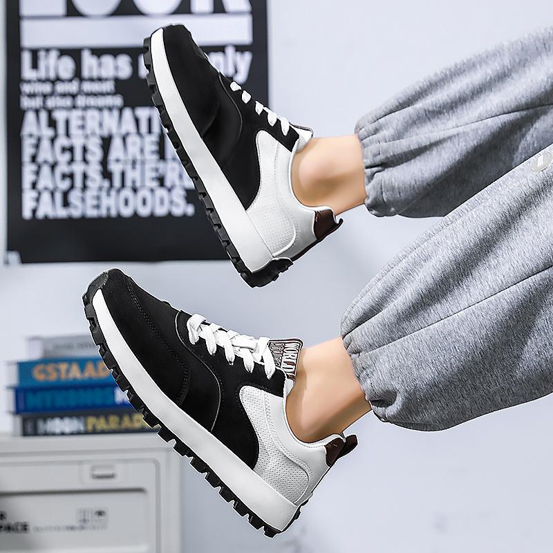 Men Laced Up Sports Shoes New Vulcanized Wedged Sneakers  Man Casual Non Slip Trainers Comfortable Jogging Shoes Male Sneakers