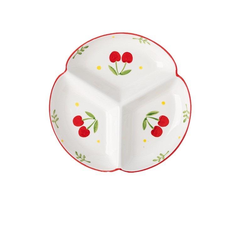 Nordic Ceramic Tableware Grid Plates Children'S Separate Plates Breakfast Plates Creative Household Vegetable Plates Platter Separate Plates