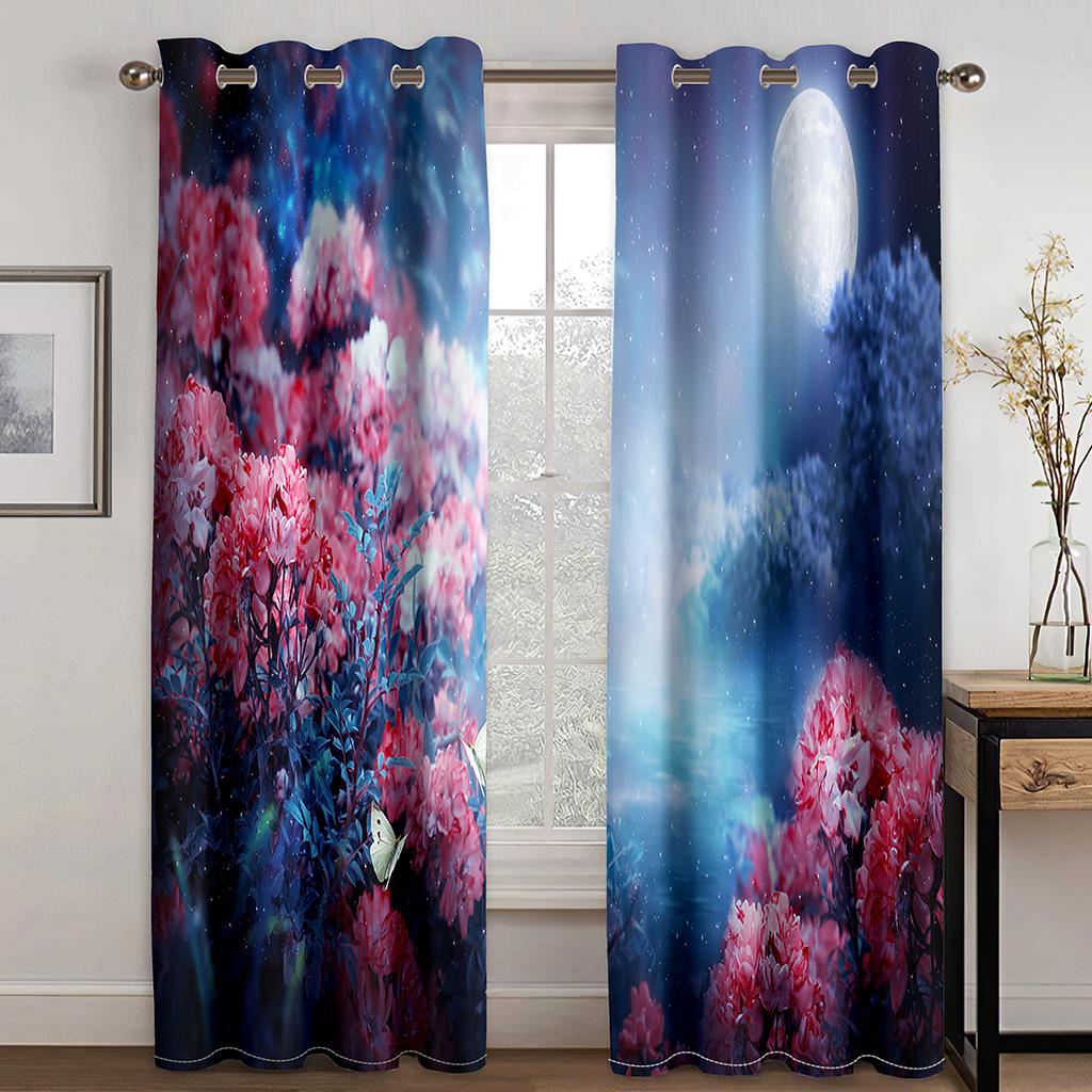 Bizarre Landscape Animal Pattern 3D Digital Print Curtain Fantasy Scene Privacy Low Shading Curtain Fabric Two Pieces
